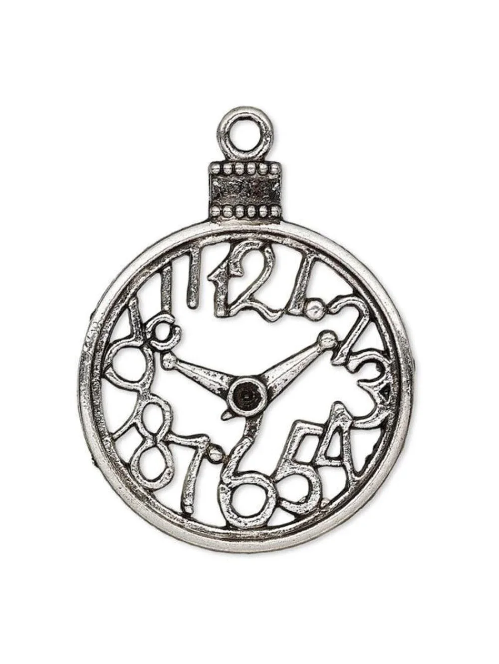 2 Large Antiqued Silver Pewter 35x30mm Open Clock Face Pendants Funky Steampunk